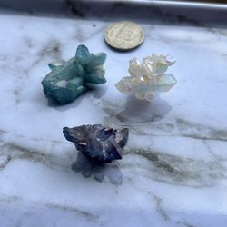 Angel Aura Quartz, Tanzine Aura Quartz, & Aqua Aura Quartz Clusters