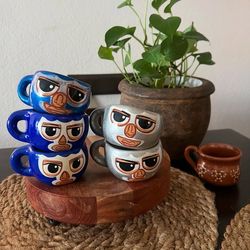 Mini Tazitas de Luchadores Clasico Mexicano $13 Cada Tazita, ahorra si llevas 2 tazitas