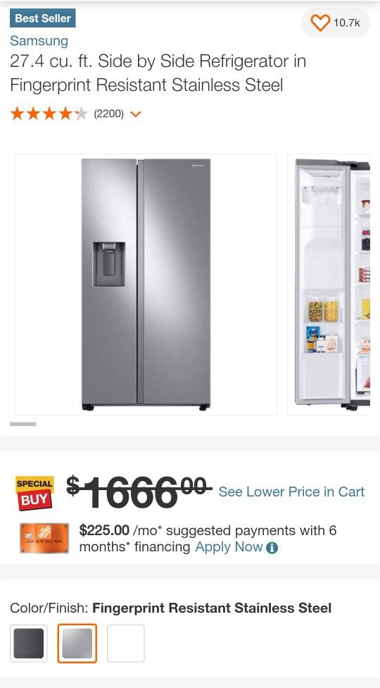 Samsung
Samsung - 27.4 Cu. Ft. Side-by-Side Refrigerator - Stainless steel
Model:RS27T5200SR
SKU:6397576
User rating, 4.5 out of 5 stars with 2460