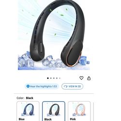 Bladeless Neck Fan – Rechargeable Hands-Free Cooling (Black) New