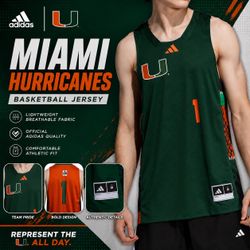 Adidas Miami Hurricanes Basketball Jersey #1 | Size M | New with Tags