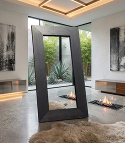 IKEA Full-Length Black Rectangular Floor & Wall Mirror ā Modern