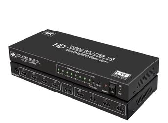 4K@60Hz 1x8 HDMI Splitter 1 in 8 Out,4:4:4,18 Gbps,8 Port Powered HDMI 2.0 Splitter Support Auto Down Scaler, 4K 1080P Sync, HDR10,3D