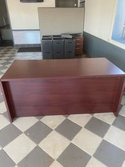 L shape office desk 2 piece brown