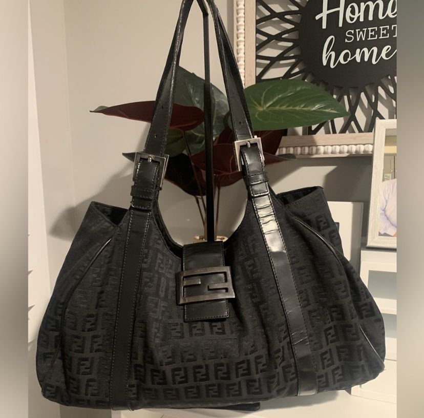 Authentic Vintage Fendi Zucca Shoulder Bag In Preloved Condition