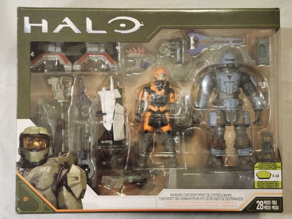 HALO UNSC CHECKPOINT 3 FIGURES 28 PIECE BOX SET. 