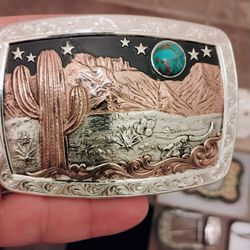 Montana Silversmiths Women's Desert Moon Turquoise Cactus Buckle