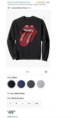 Rolling Stones Medium Sweatshirt** Sudadera Mediana Rolling Stones**