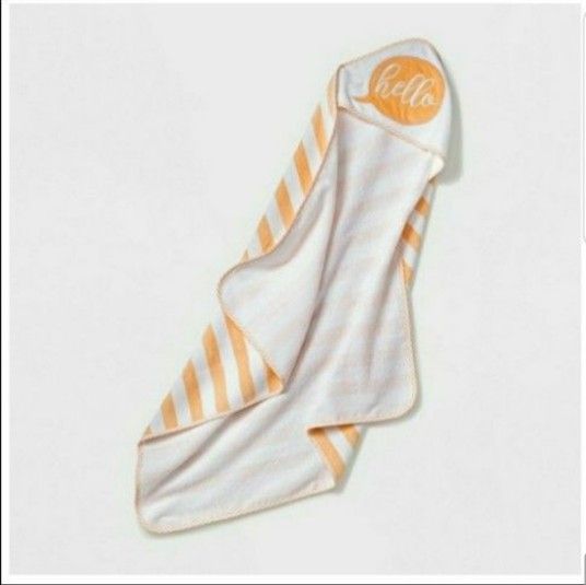 New Cloud Island embroidered and striped hello hooded towel