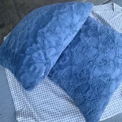(2) Sky Blue Decorative pillows . Both One Pricec