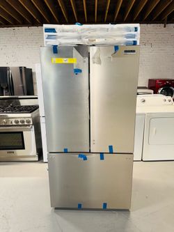 Like-new Frigidaire Professional refrigerator (36" x 24" x 69"), stainless steel; includes receipt with a 60-day warranty.