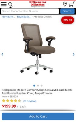 Realspace Modern Comfort Series Cassia Mid Back Mesh and Bonded