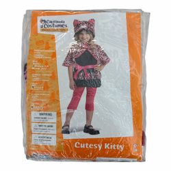 Kitty Girl’s, Cat Child’s Halloween Costume. Size 3t/4t (New) *Dress *Leggings *Hooded Capelet.