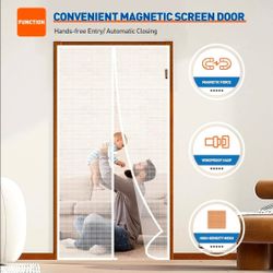 MAGZO Magnetic Screen Door - White - Fits up to 36 x 80 - Patio Sliding Door - New