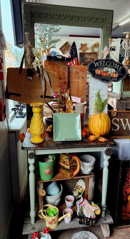 Vintage Door With Table Attached And Hooks