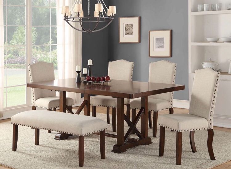 6-pc Dining Set (table +4 Chairs + Bench )