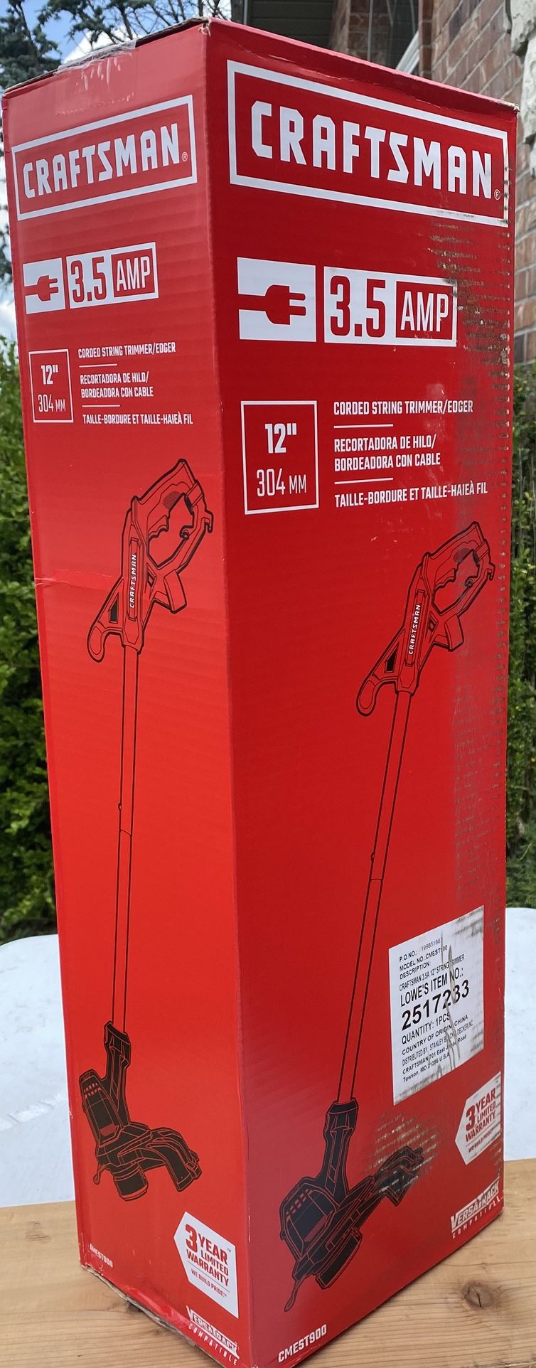 NIB SEALED CRAFTSMAN 3.5AMP CORDED 12” STRING TRIMMER/ EDGER
