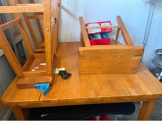 Hardwood Table with Two Chairs