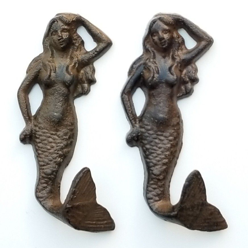 Brand New! Pair (2) 6" Mermaid Hooks - Coastal