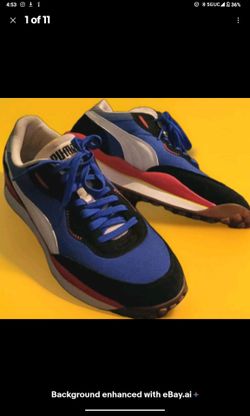 PUMA Mens Low Top Lace-Up Athletic Sneaker Blue Black White Red 13 multicolor