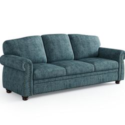 90” Nailhead Trim 3 Seater Couch for Living Room -Teal