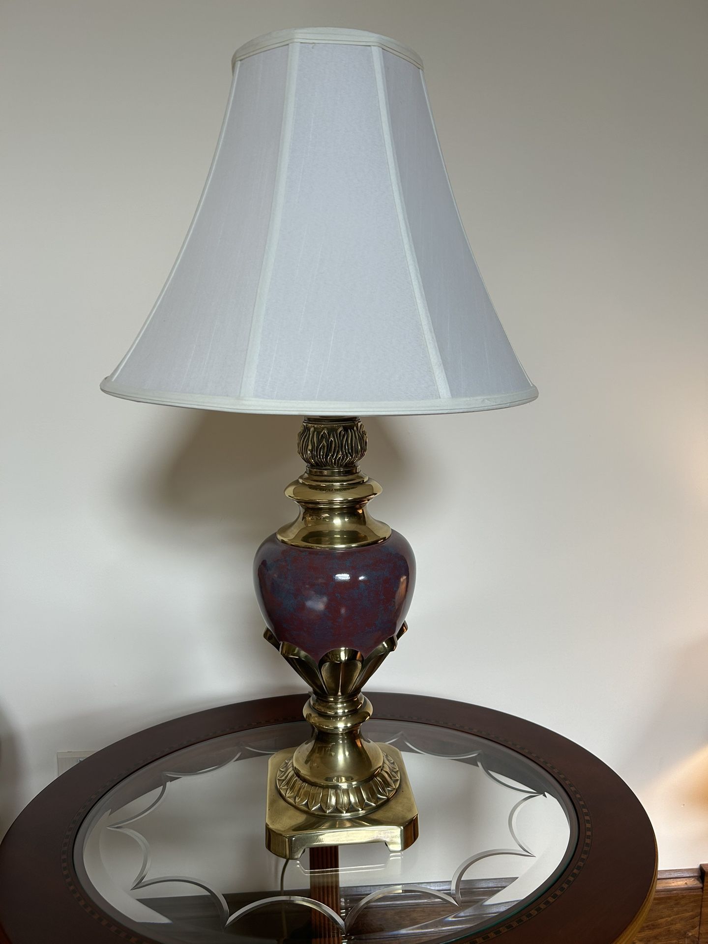 Ethan Allen Vintage Brass & Porcelain Table Lamp