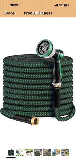 Garden Hose 100 FT, Heavy Duty Water Hose with Aluminum Fittings, Puncture Proof All-weather, Ultra-Lightweight and Flexible, Watering and Cleaning fo