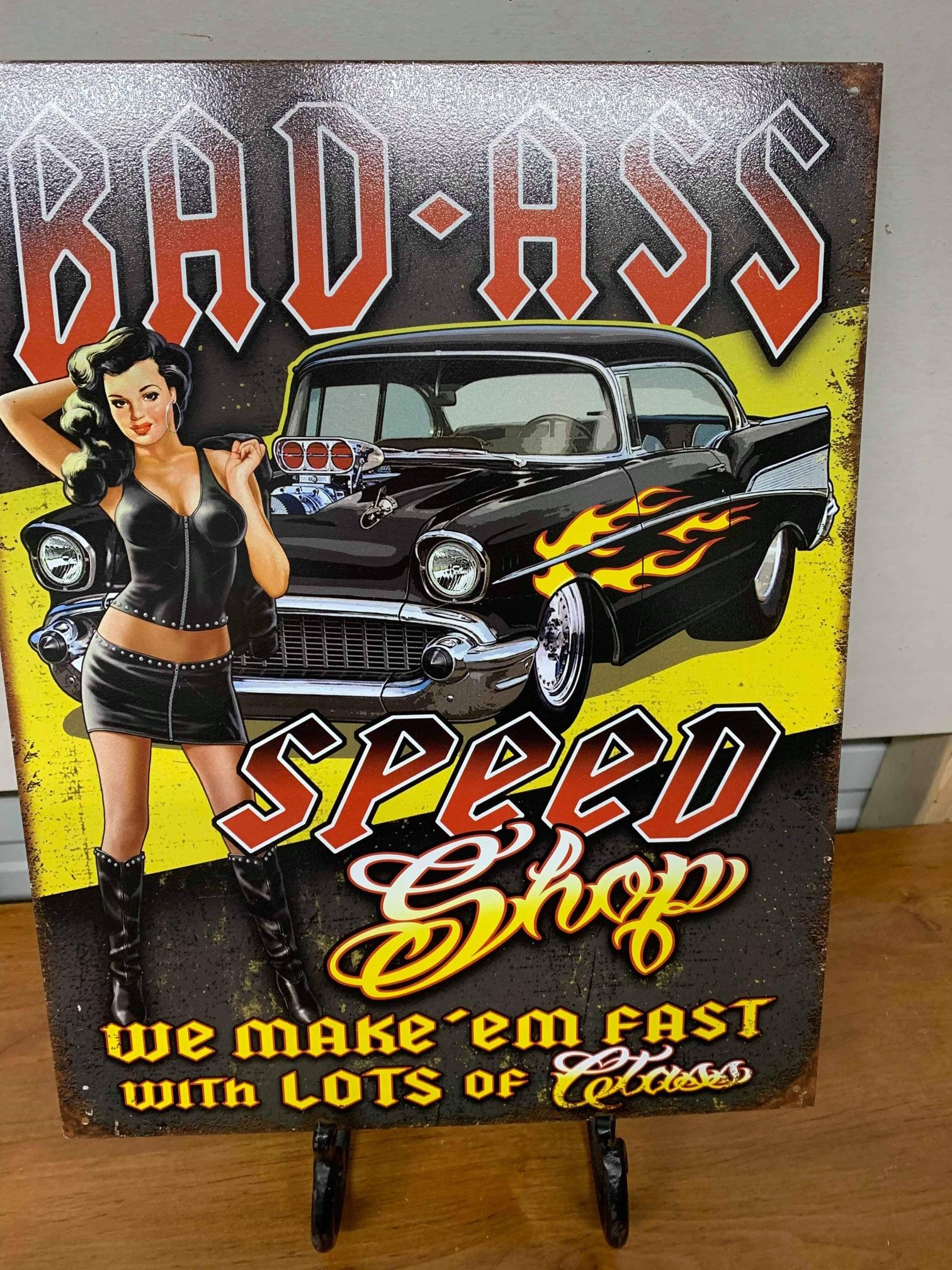 Speed shop tin sign