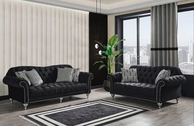 Juliette Black Velvet Sofa & Loveseat