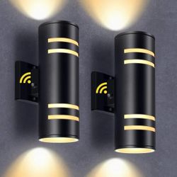 Outdoor Wall Lights 2 Pack, Dawn to Dusk Outdoor Light Fixture with Bulbs, IP65 Waterproof Modern Up Down Dusk to Dawn Outdoor Lighting Fixture