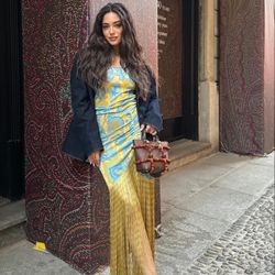 Entro LONG DRESS WITH DRAPE AND FRINGE