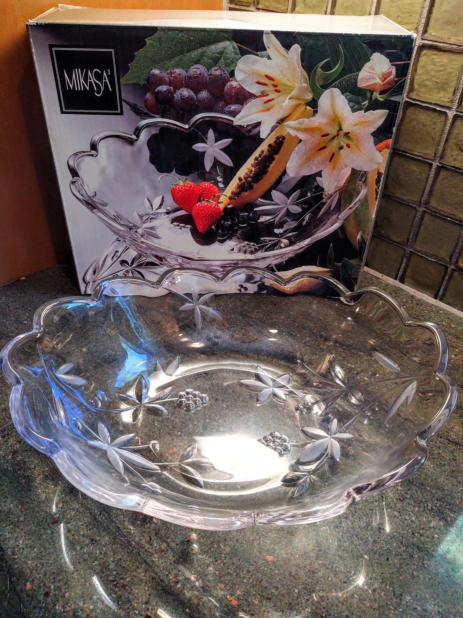 Vintage Mikasa Crystal Oval Hostess Bowl