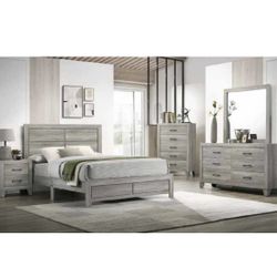 4- Pc Bedroom set Dresser,Mirror  Nightstand (1) Queen size bed frame  Not including Mattress and Box Sp