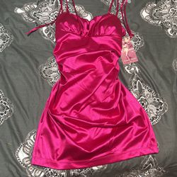 Pink Satin Dress 