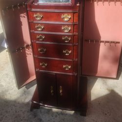 Cherry Wood Jewelry Armoire w/ Mirror jewelry box