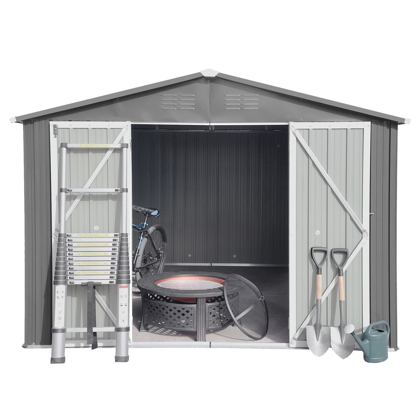 Metal garden sheds 10ftx12ft outdoor storage sheds Grey