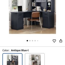 Multi-Function Wood Home Office Computer Desk with Storage Cabinets and Bookcases, L-Shaped Executive Desk Writing Desk Study Workstation for Office S