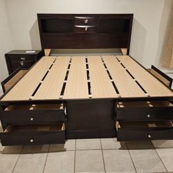 Brand New 4 Pcs King Size Bedroom Set Espresso $1399 (King Bed, 1 Night, DRESSER & Mirror)