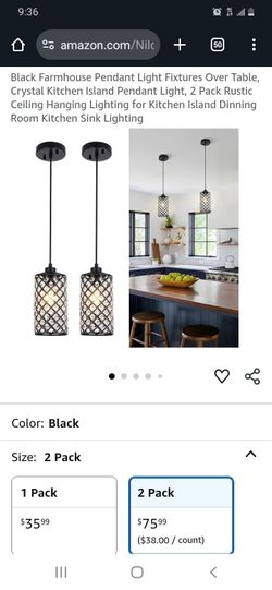 Black Crystal Pendant Light Set