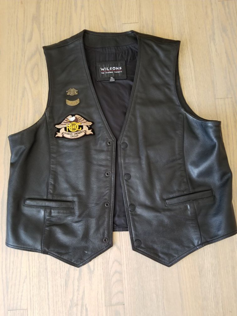 Wilson's Men's Motorcycle Riding Vest with Harley Patches