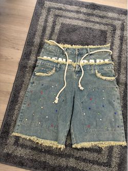 Glitter rhinestone street style shorts size 34