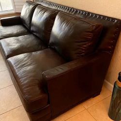 Real leather sofa - Bernhardt Dawkins 94”