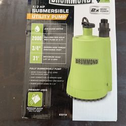 DRUMMOND 1/3 HP Submersible Utility Pump, 2000 GPH