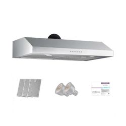 36 in. 900 CFM Ducted Under Cabinet Range Hood in Stainless Steel with LED Lights, Top/Rear Vent, Washable Mesh Filters