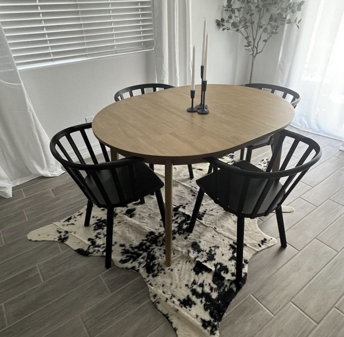 Threshold Astrid Mid-Century Round Extendable Dining Table Natural Brown (TABLE ONLY)