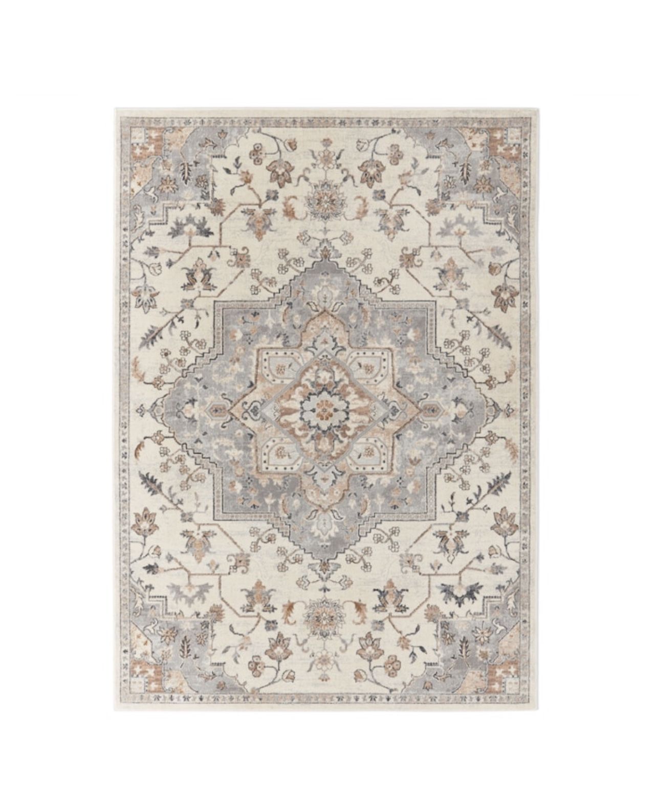 allen + roth with STAINMASTER Davis 7 X 9 (ft) Beige Indoor  Floral/Botanical Area Rug in the Rugs department at