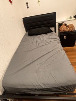 Twin Bed Frame with Tufted Headboard