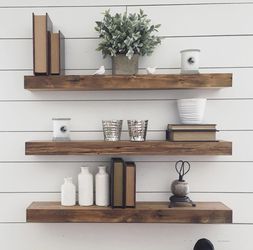 Custom floating wood shelves