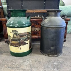 Vintage Milk Cans (Hand Painted Signed Brian Wheeler)