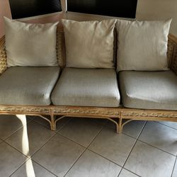 Vintage Rattan Sofa With Wicker Design